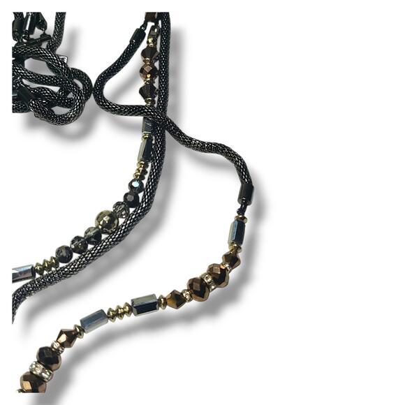 WHBM Multi-strand Snake Chain Crystal Bead Station Necklace 32"-44" - Picture 8 of 11